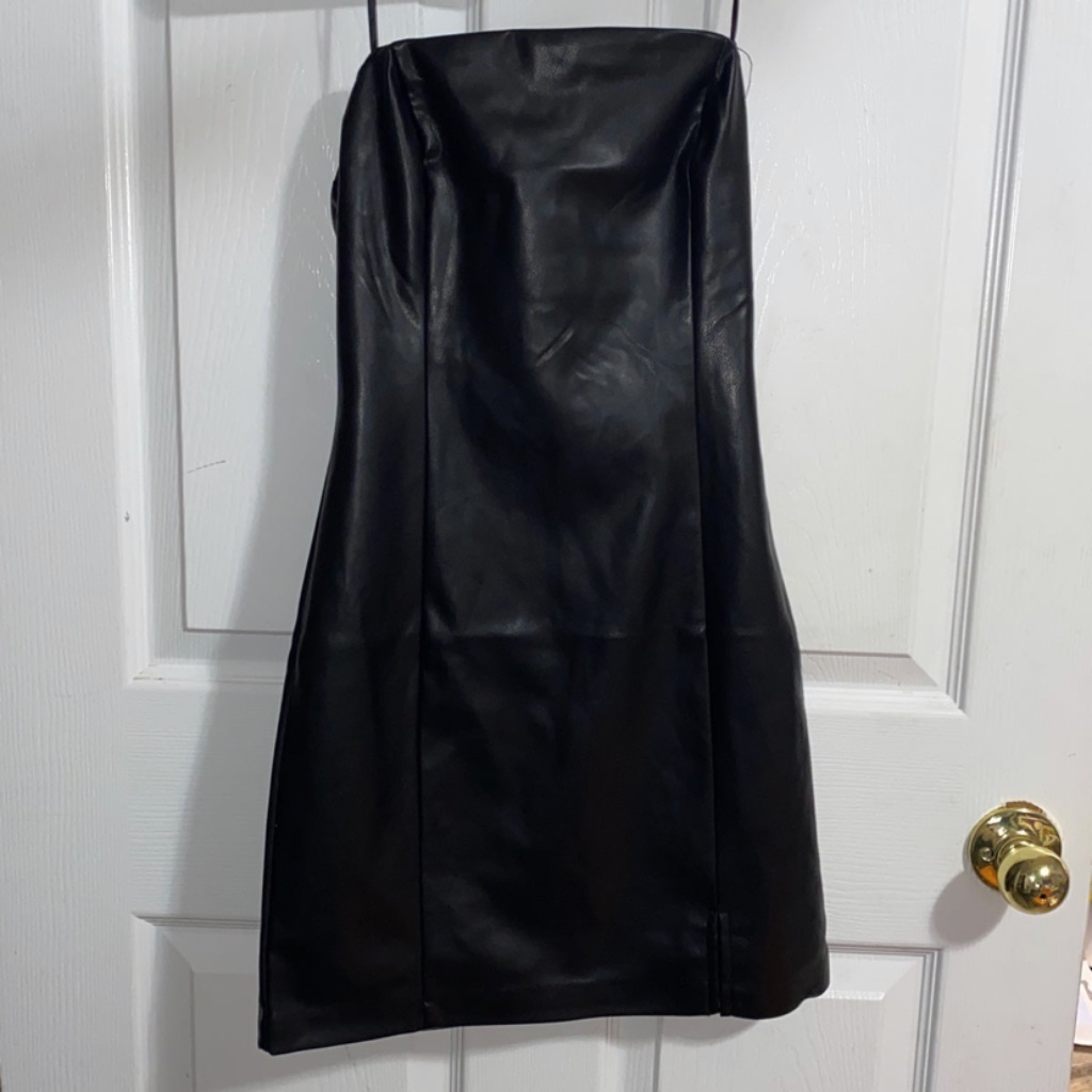 Garage Faux Women's Xs Leather Black Party Dress, Event Dress, Sexy Dress